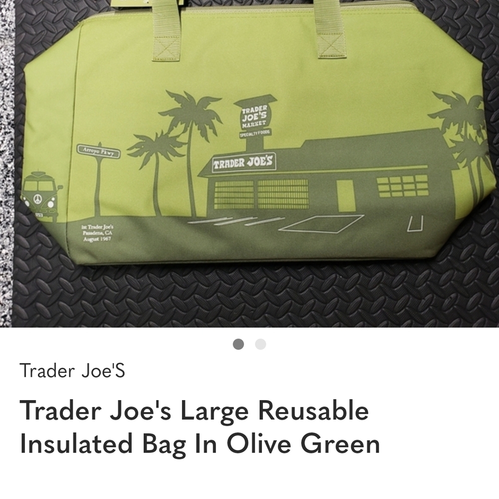 Trader Joe's Olive Green Duffel Bag